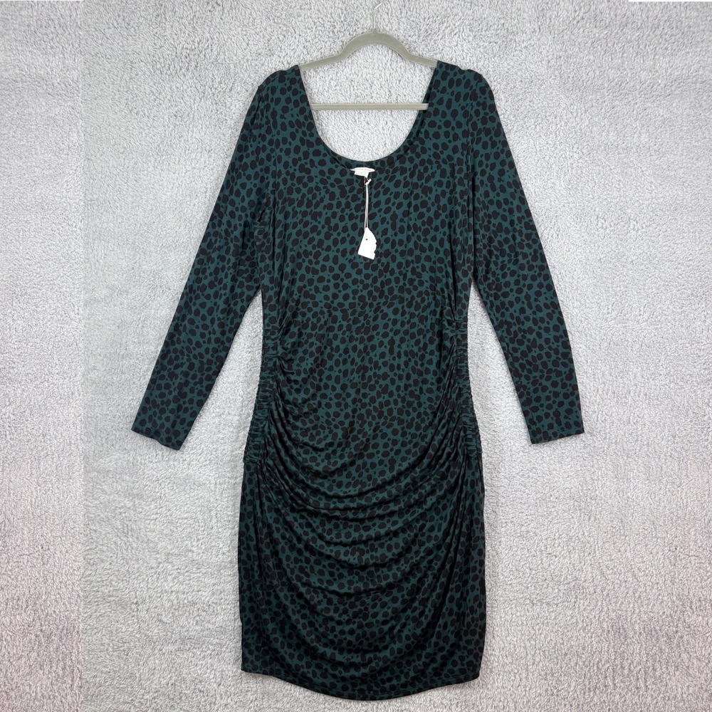 NWT Ingrid & Isabel Masterpiece Long Sleeve Midi‎ Dress Maternity Size XL Green